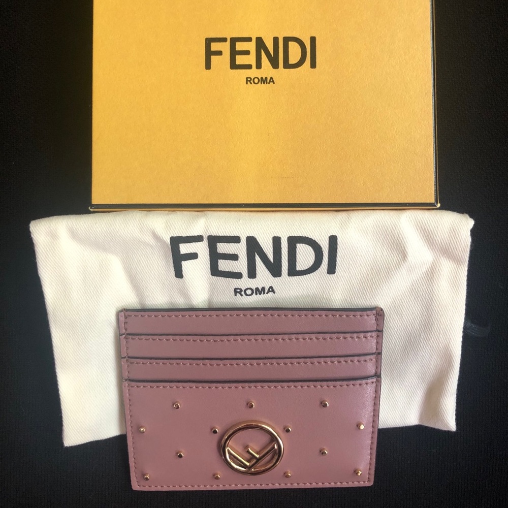 Fendi Card Holder Pink w/ Studs